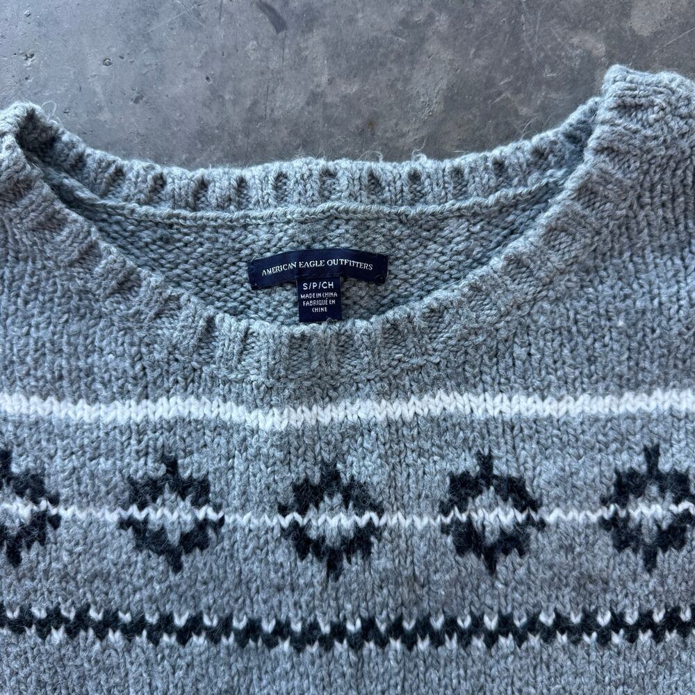 Vintage Y2K American Eagle Outfitters Fair Isle Nordic Knit Cozy Sweater Small - Picture 3 of 5